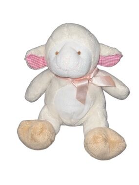 HTF Walmart Crème White Lamb Plush Gingham Crinkle Ears Stuffed Animal Toy